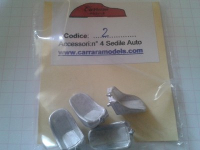 CM-SP02 set 4 sedili auto fusina per fiat 500 / 600 / 850 / 1000 e altri modelli auto da corsa anni '60 '70 - scala 1:43 